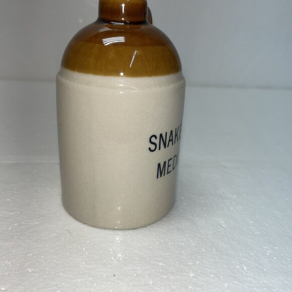 Vintage Stoneware Snake Bite‎ Medicine Jug 6" Brown & Beige - Picture 4 of 6